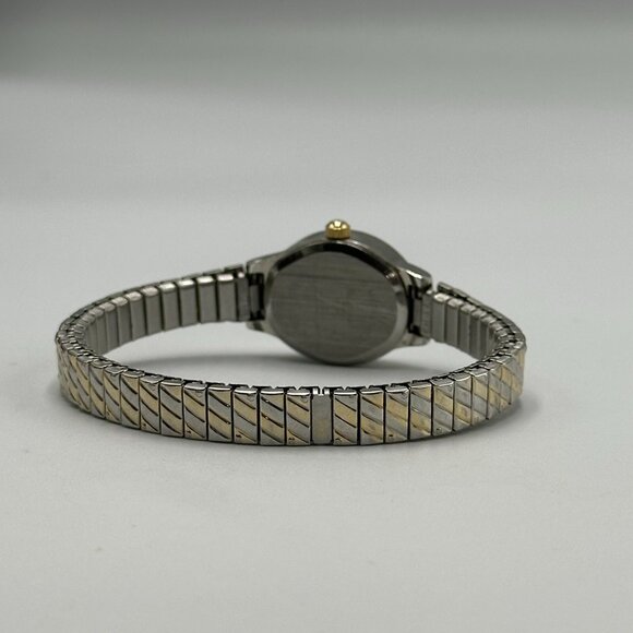 3/$30 Precision by Gruen Watch Women Silver/ Gold Stretch Band Oval Petite - Picture 7 of 13